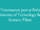 Veterinarian post at Birla Institute of Technology & Science, Pilani